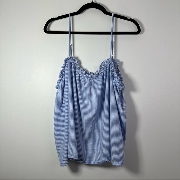 H&M Women’s Blue & White Striped Flowy Camisole Linen Blend Size XXL - Picture 1 of 6